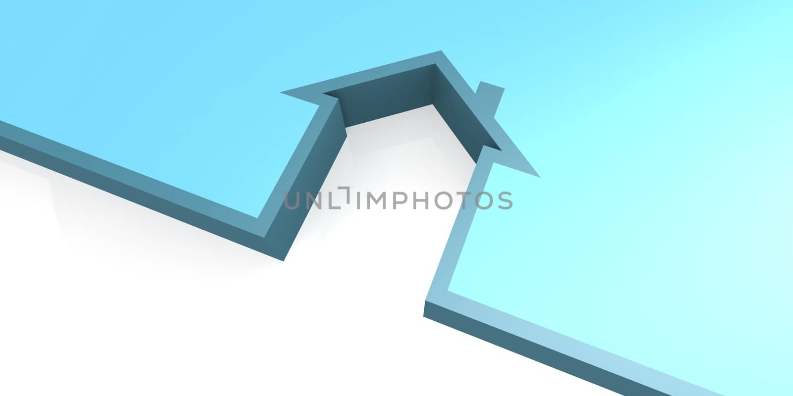 Blue house symbol isolated on white background, 3D rendering