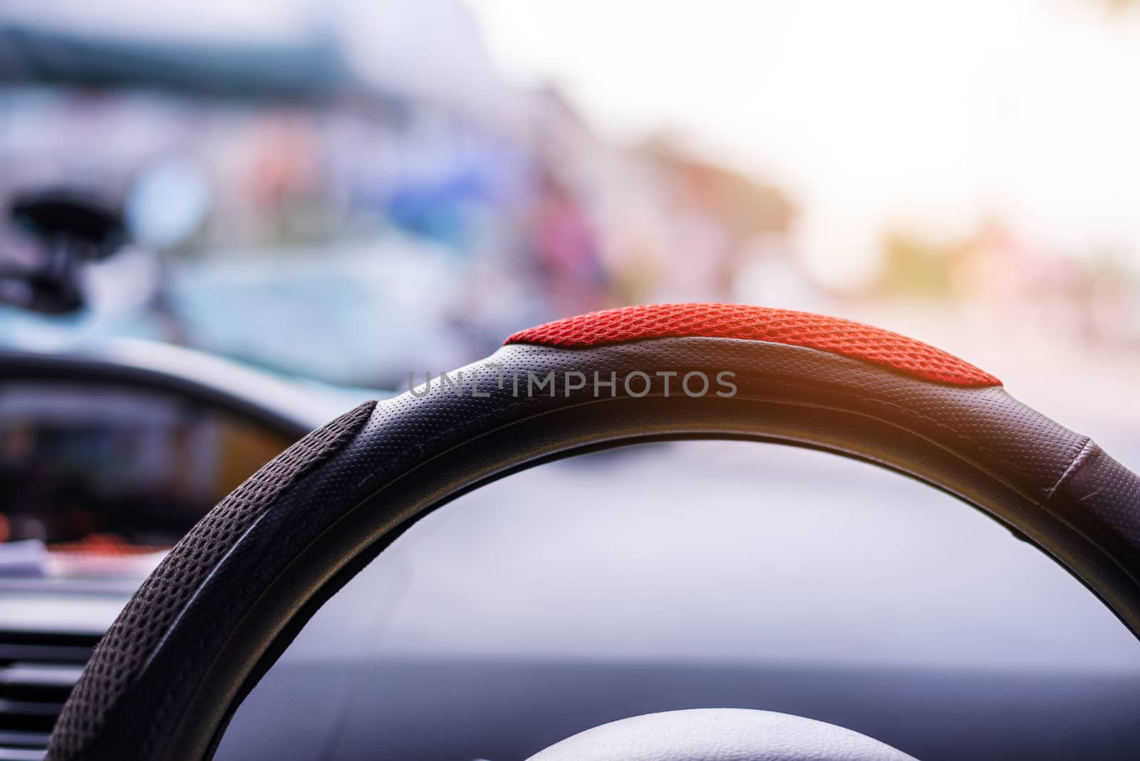 Driving concept, Driving a car on the road blurred background