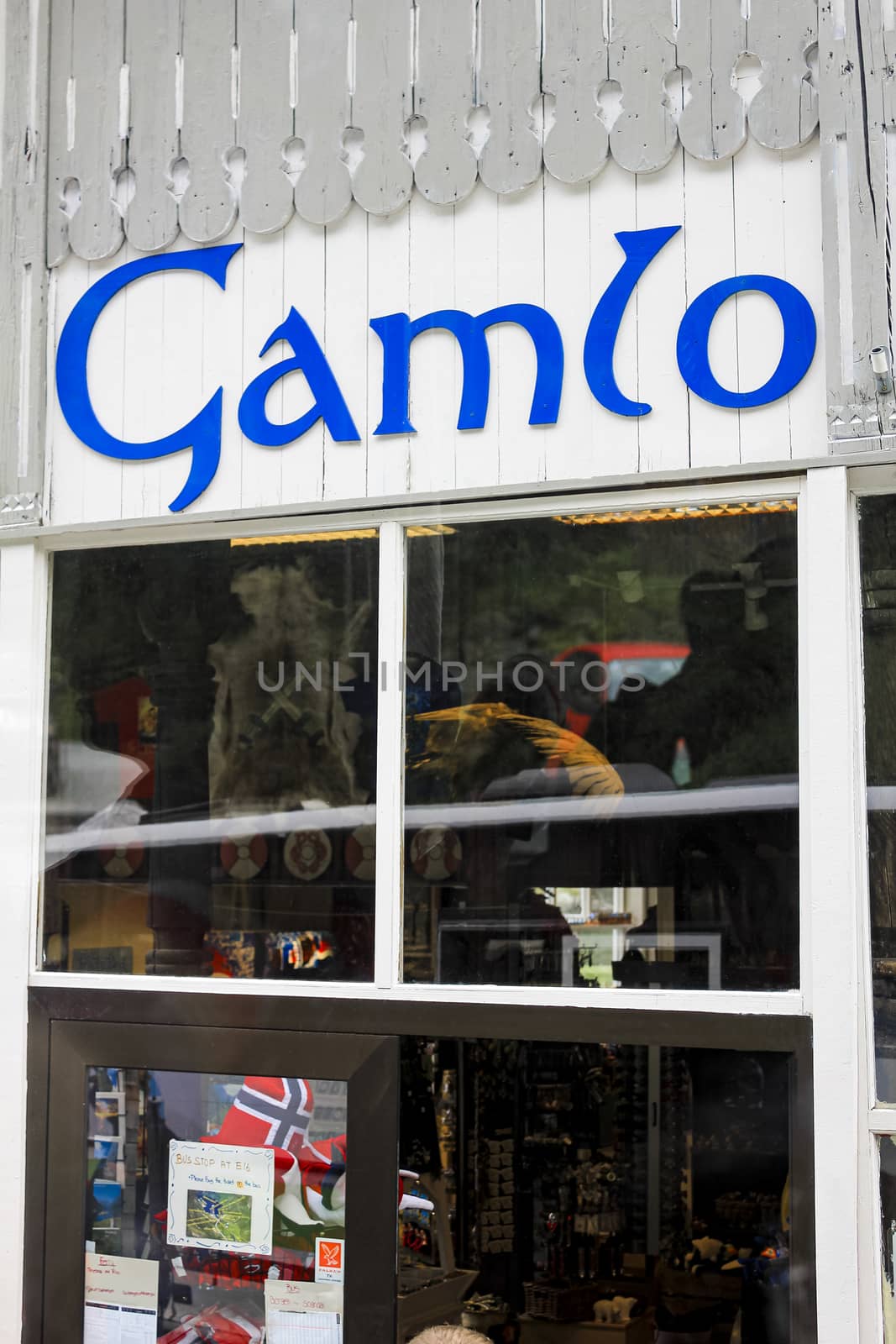 Gamlo souvenirs shop in a village in Aurlandsfjord, Norway. by Arkadij