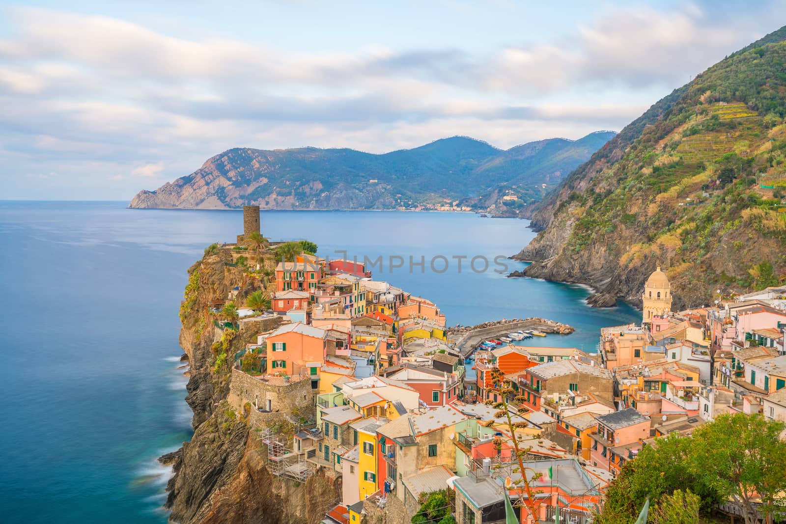 View of Vernazza. One of five famous colorful villages of Cinque Terre National Park in Italy