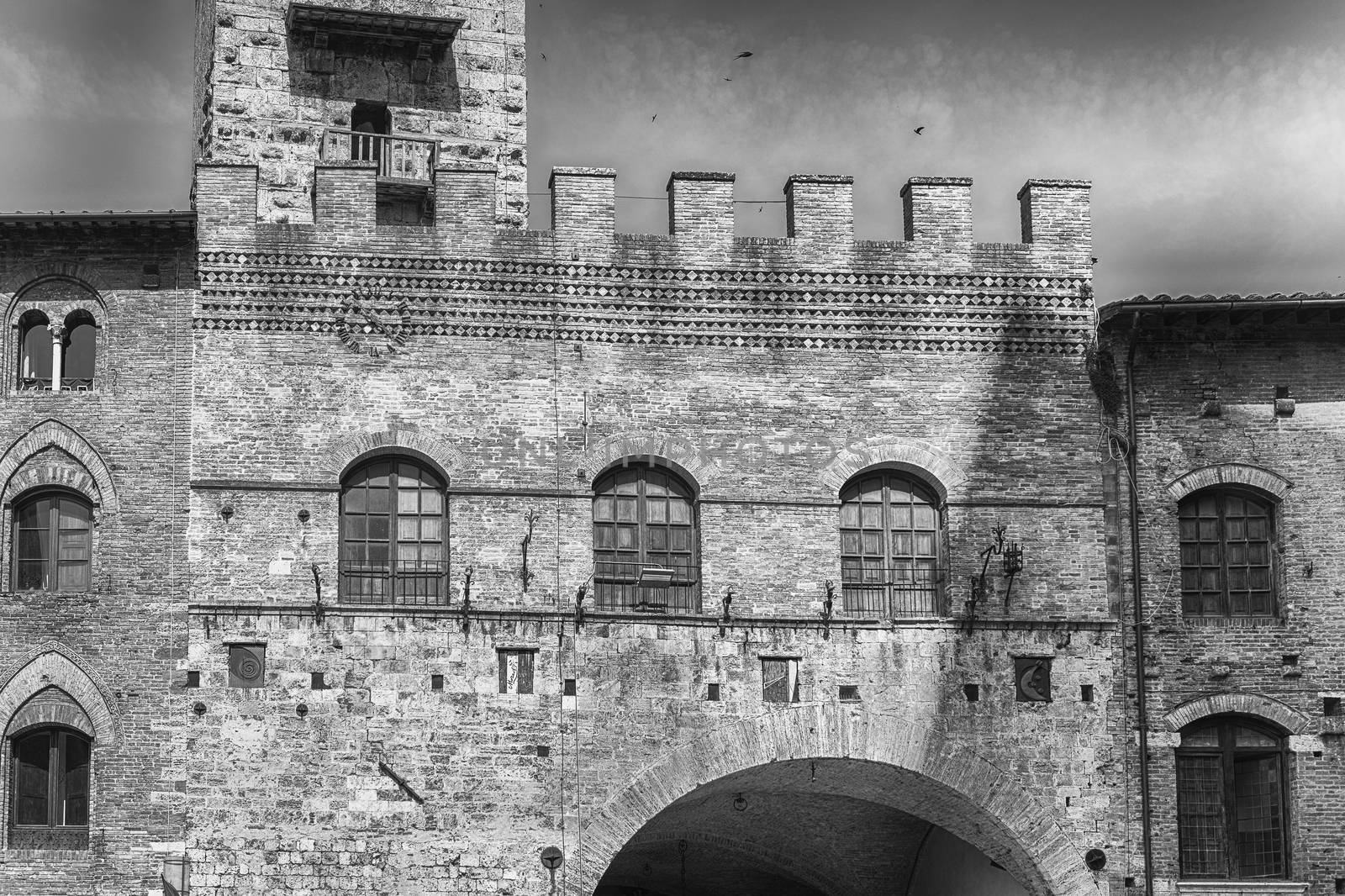 The medieval architecture of San Gimignano, iconic town in the province of Siena, and one of the most visited place in Tuscany, Italy