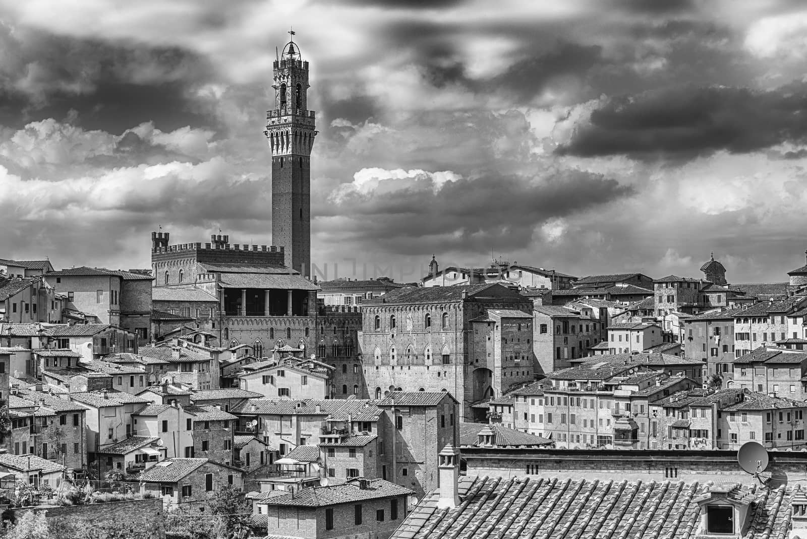 View over the picturesque city centre of Siena, one of the nation's most visited tourist attractions in Italy