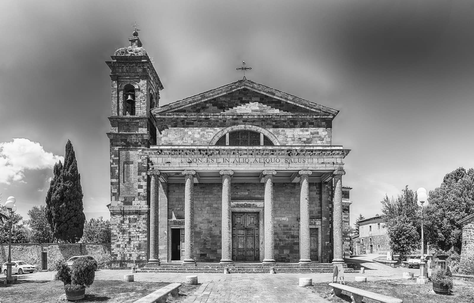 Facade of the Roman Catholic Cathedral of Montalcino, Italy by marcorubino