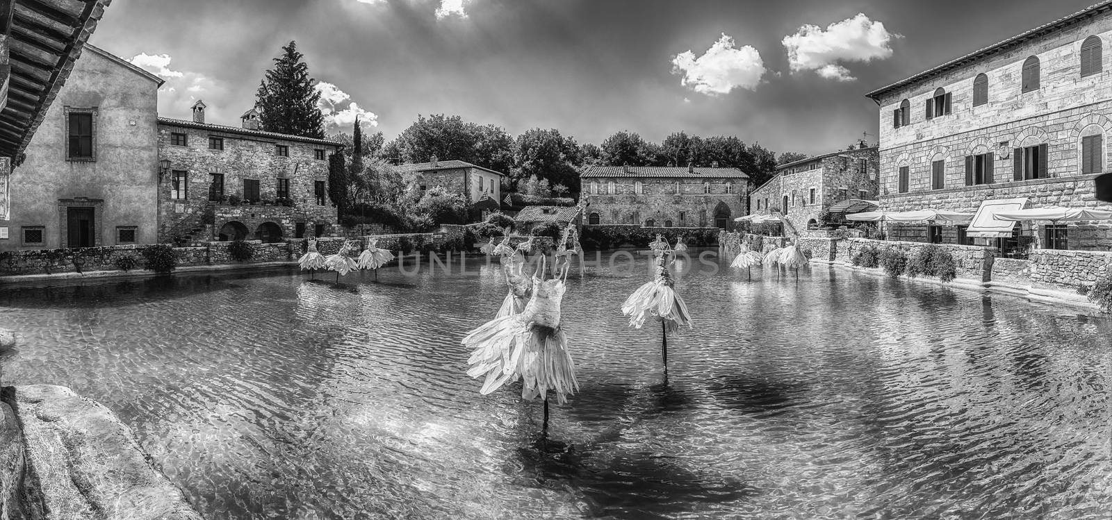 Medieval thermal baths in the town of Bagno Vignoni, Italy by marcorubino