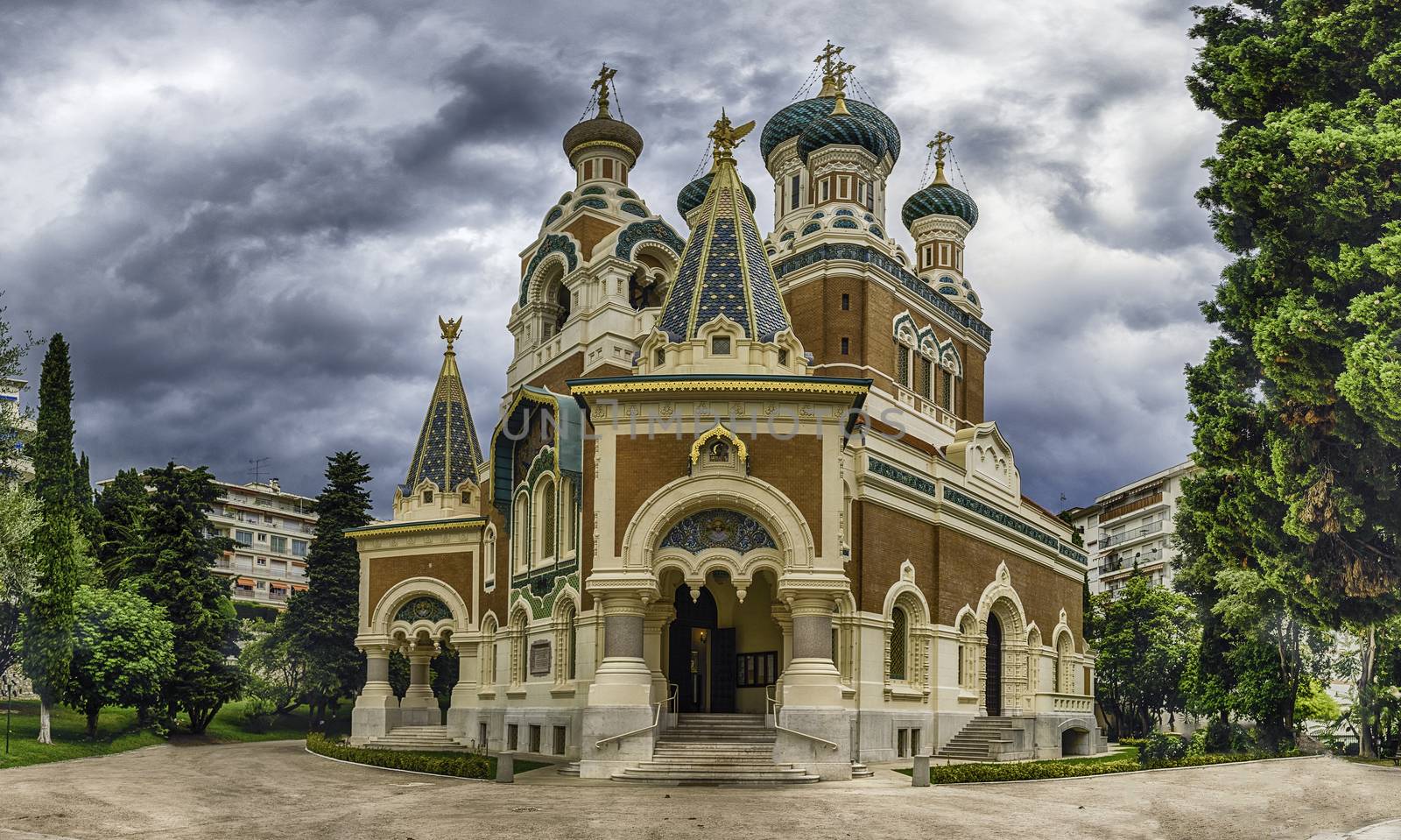 The iconic St Nicholas Orthodox Cathedral, one of the major landmark in Nice, Cote d'Azur, France