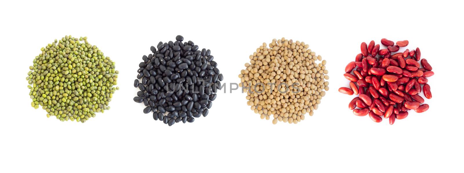 Mix beans isolated on white background, healthy food concept by pt.pongsak@gmail.com