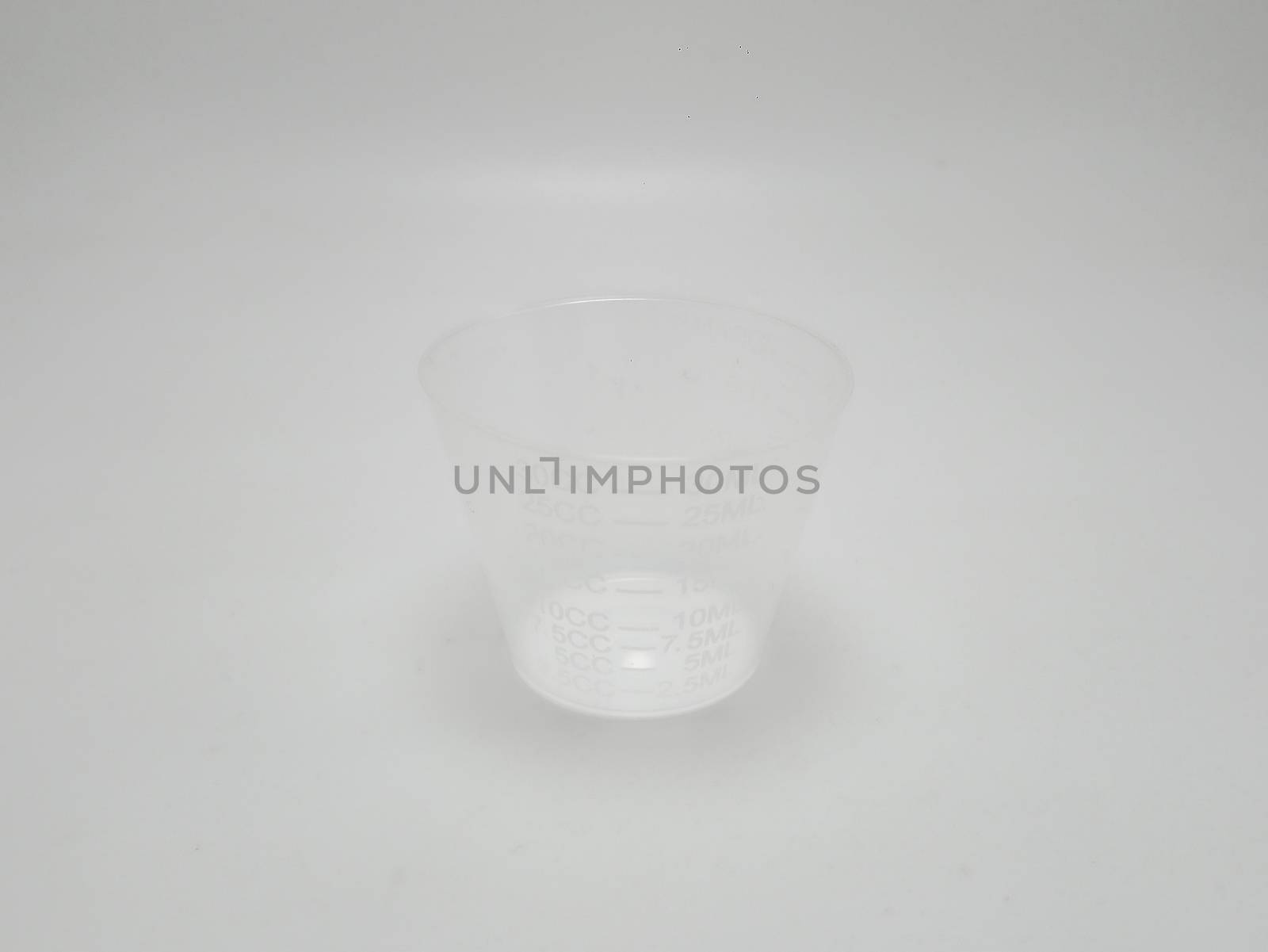 Clear plastic measuring cup use to measure liquid content