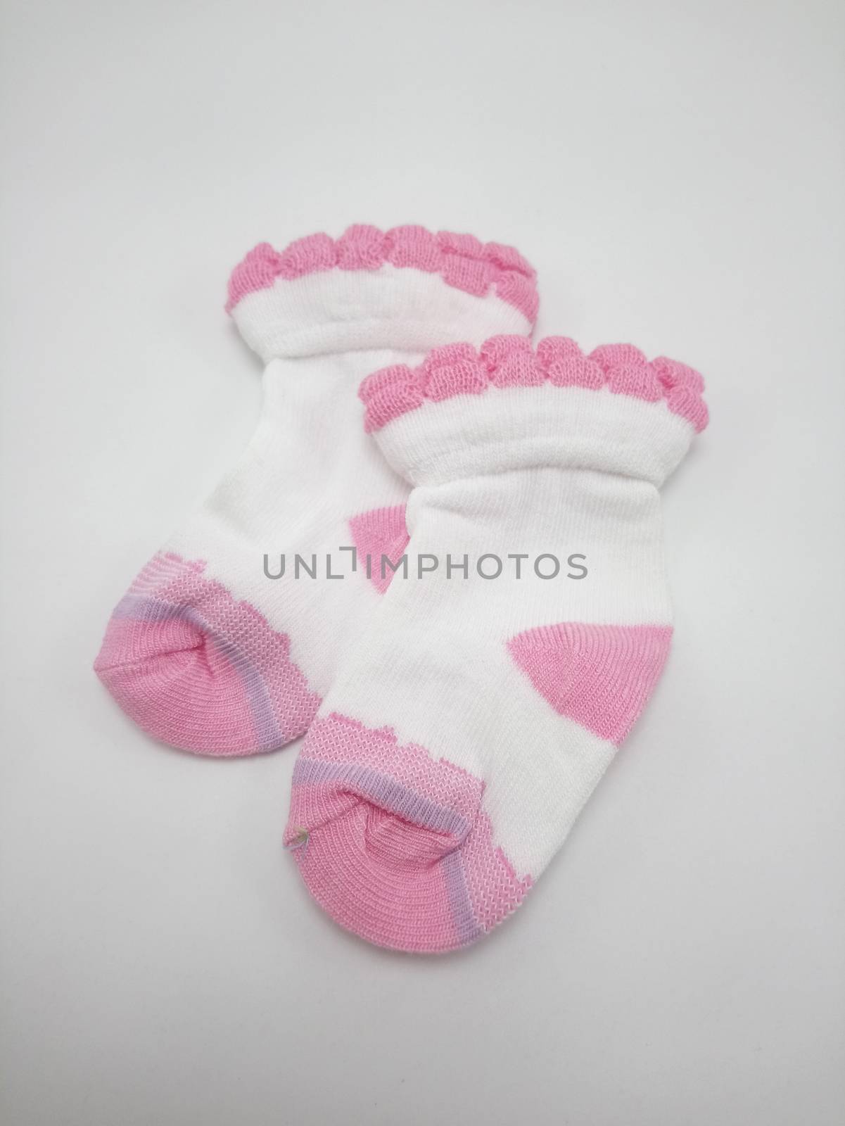 Antibacterial baby socks pink print use to wear in the feet