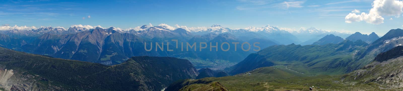 A panorama of the mountains in the Valais, Switzerland