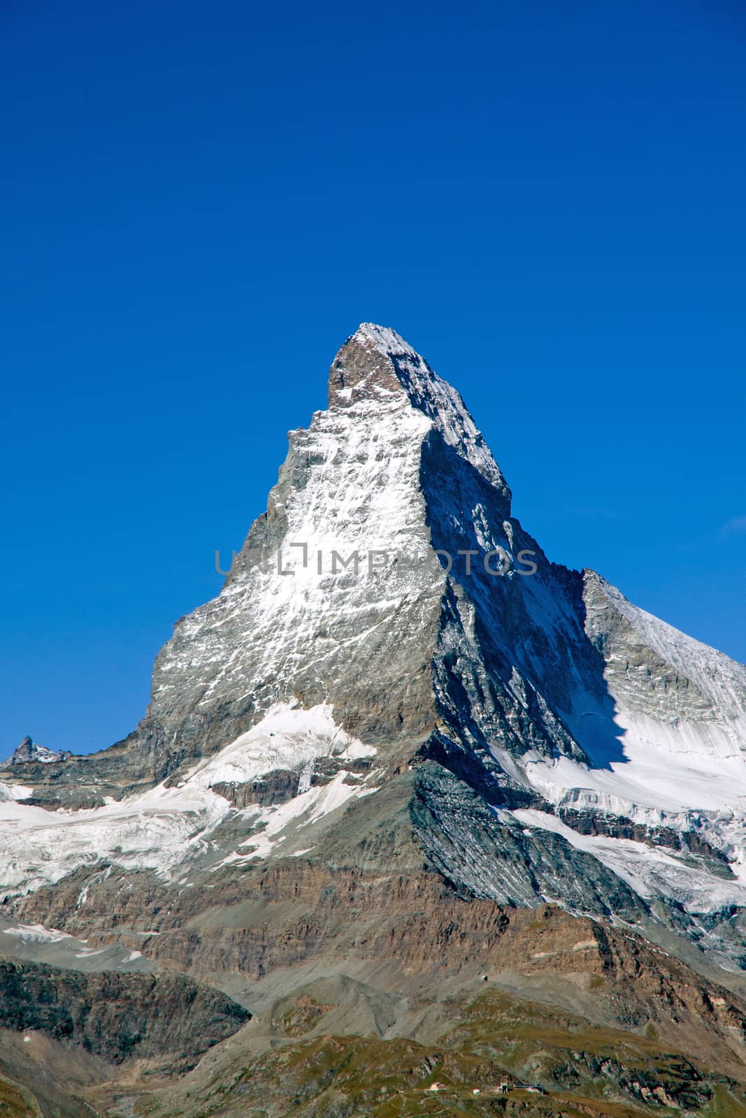 The perfect pyramid of the Matterhorn in the swiss alps