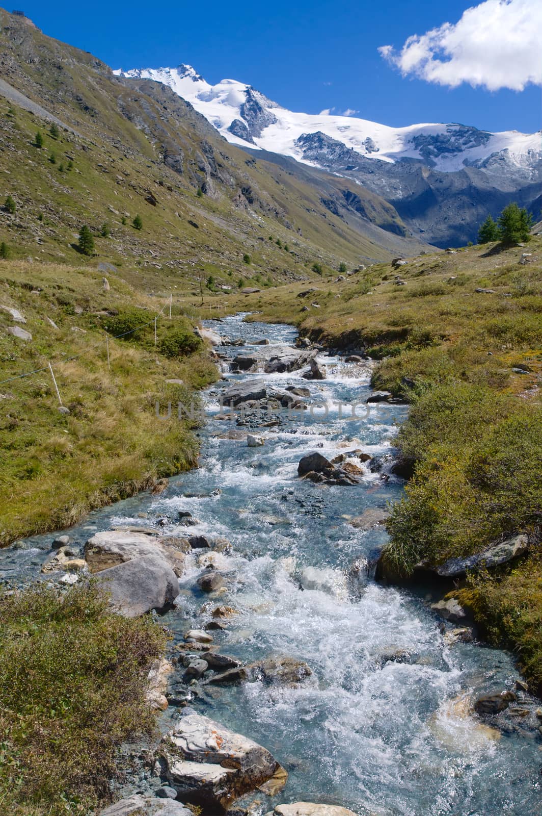 A beautiful creek in the mountains of the swiss alps