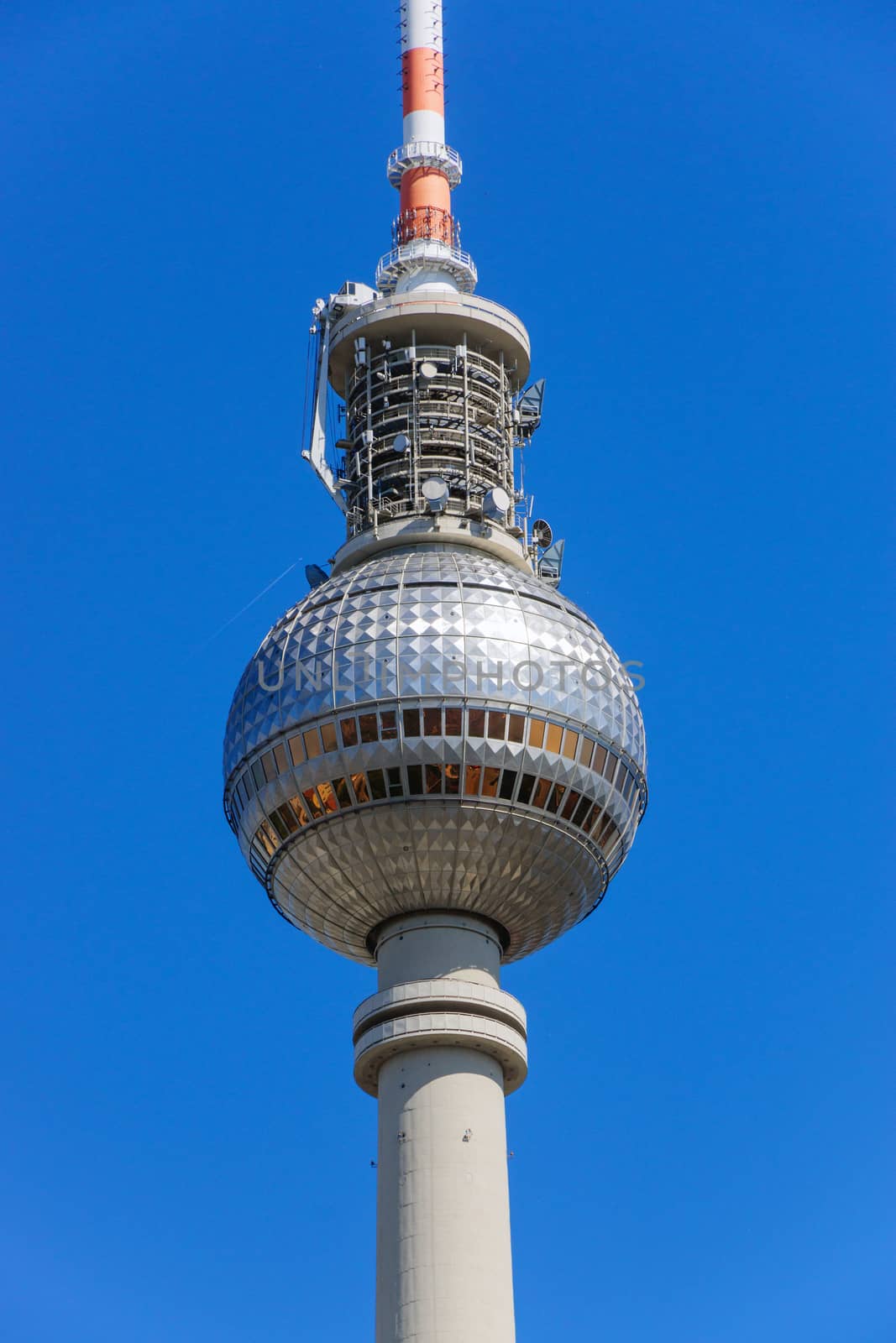 A detail of Berlins televsion tower on Alexanderplatz