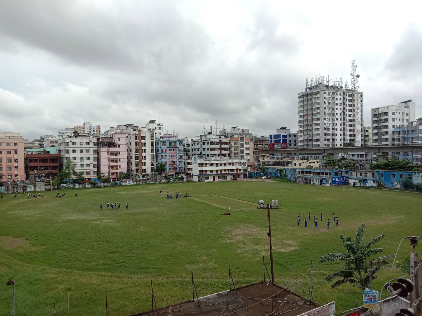 cricket stadium in Bangladesh with city view and sky