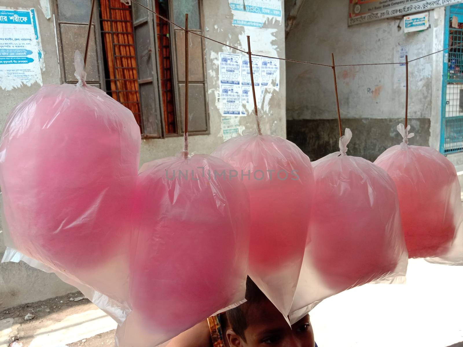 tasty and healthy pink colored cotton candy