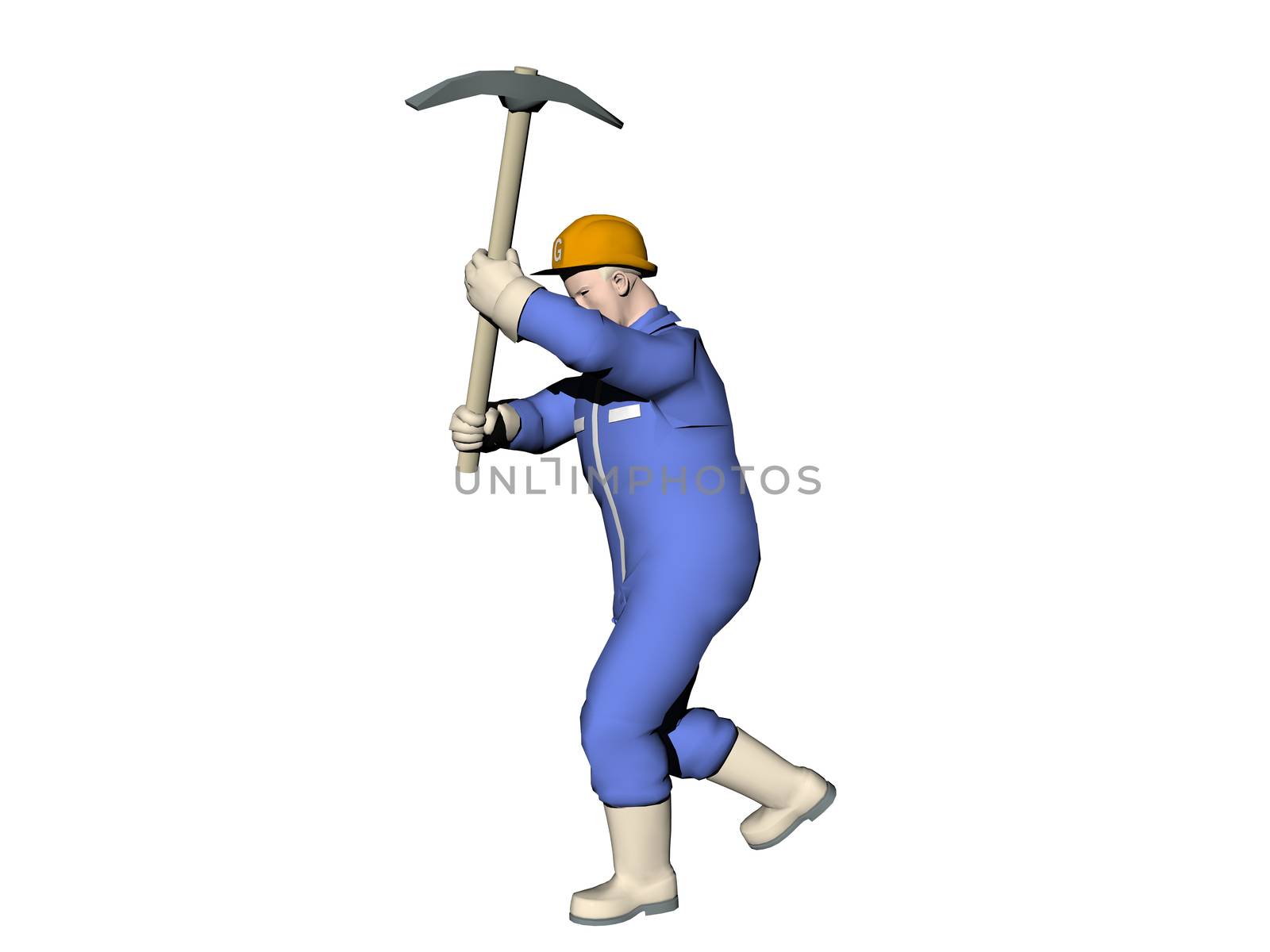 Miner in overalls with tools