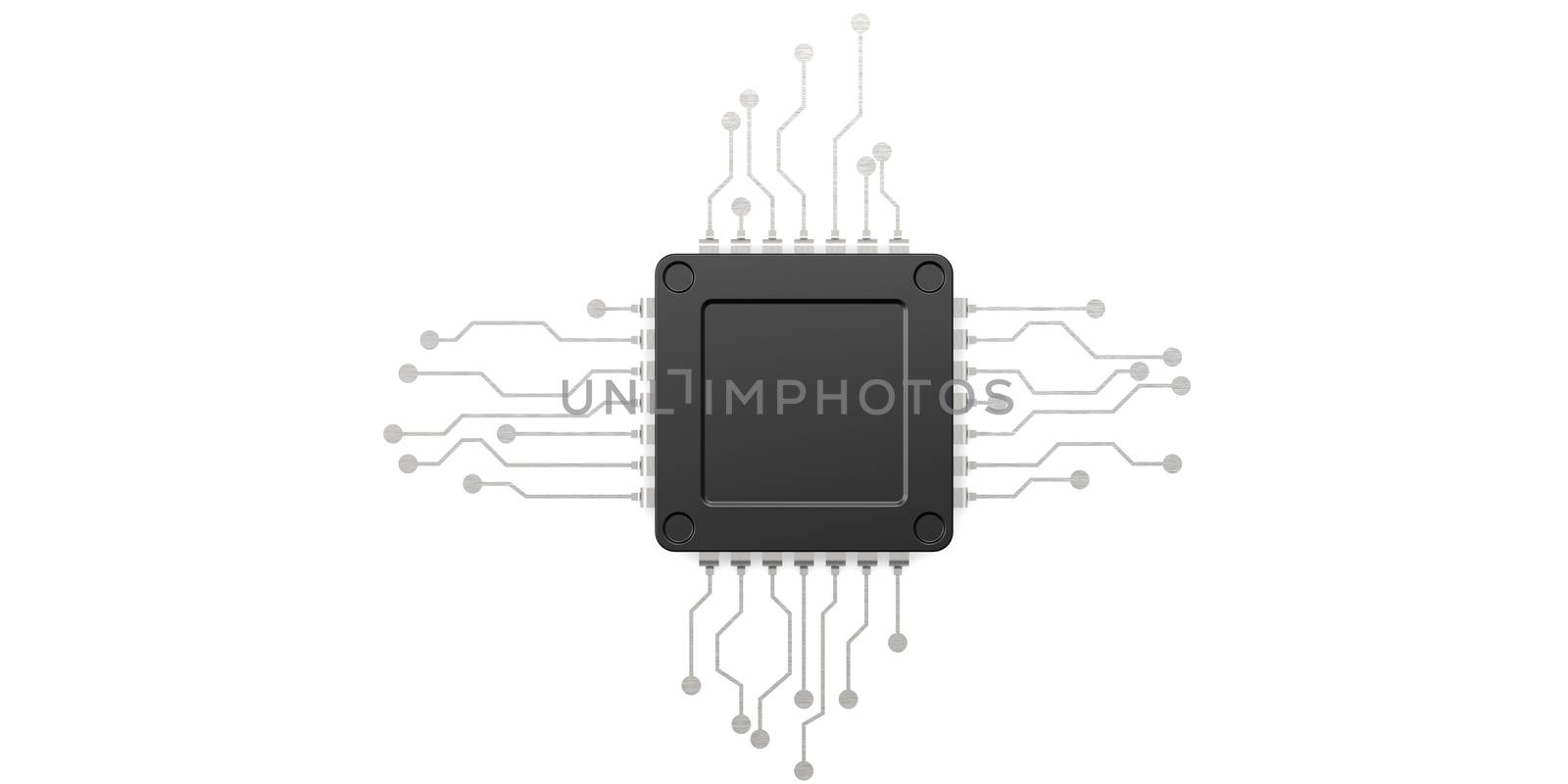 Black computer chip isolated on white background by tang90246