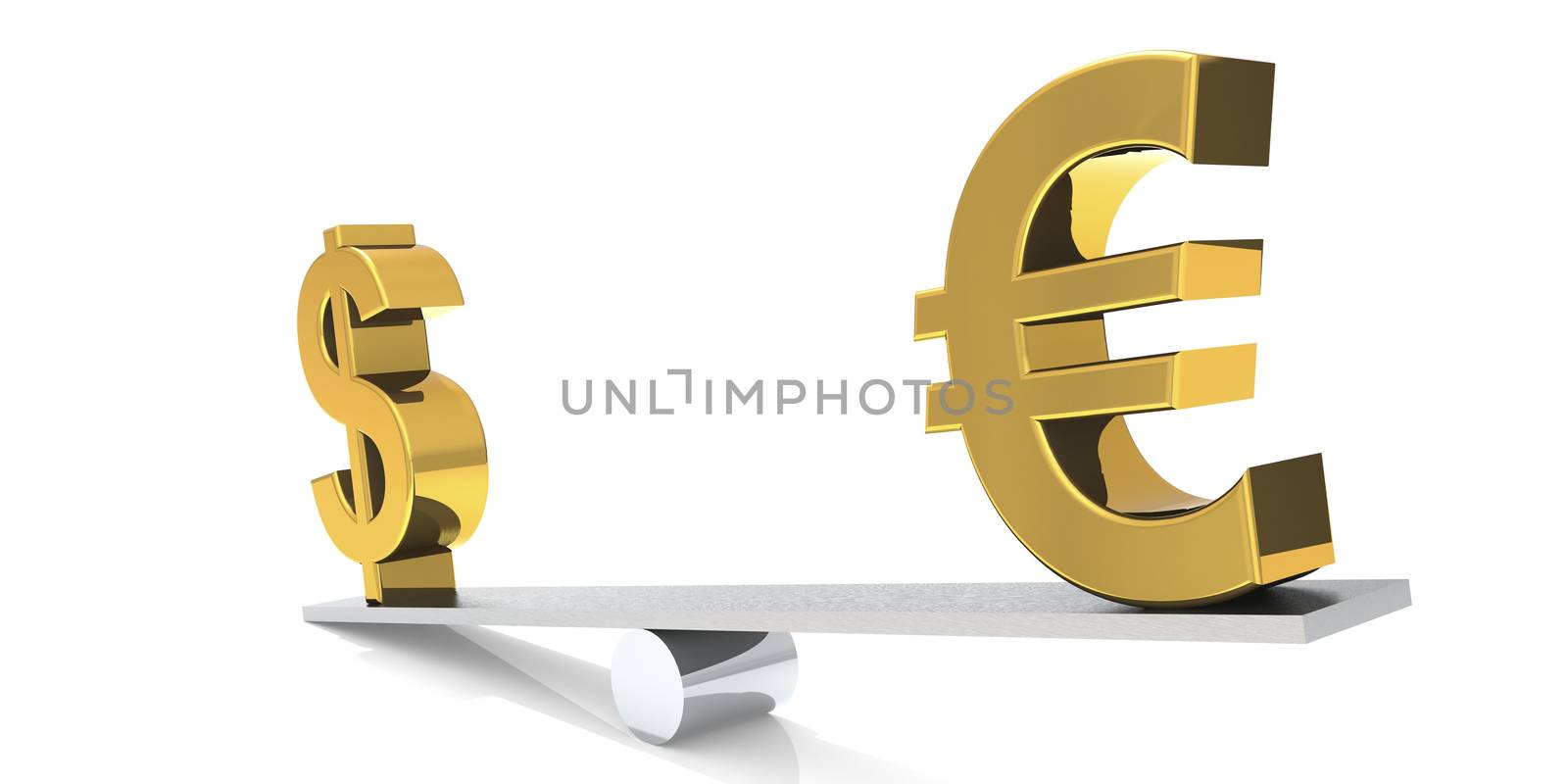 Dollar and euro sign on the balance bar by tang90246