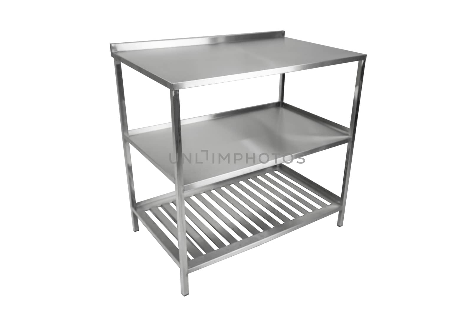 Blurred Table of stainless on isolated white background.