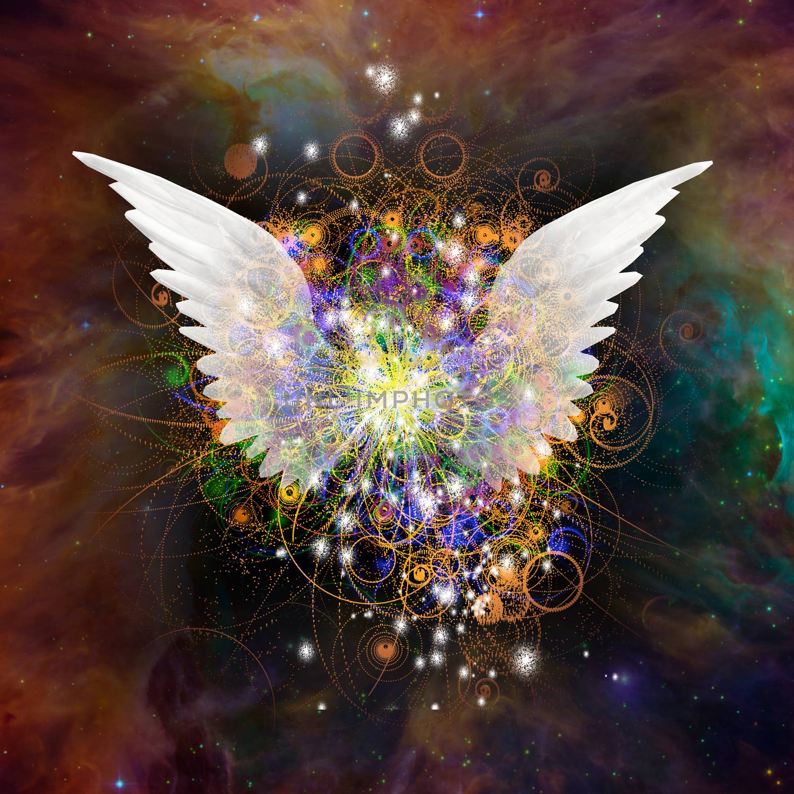 Angel wings in vivid space by applesstock