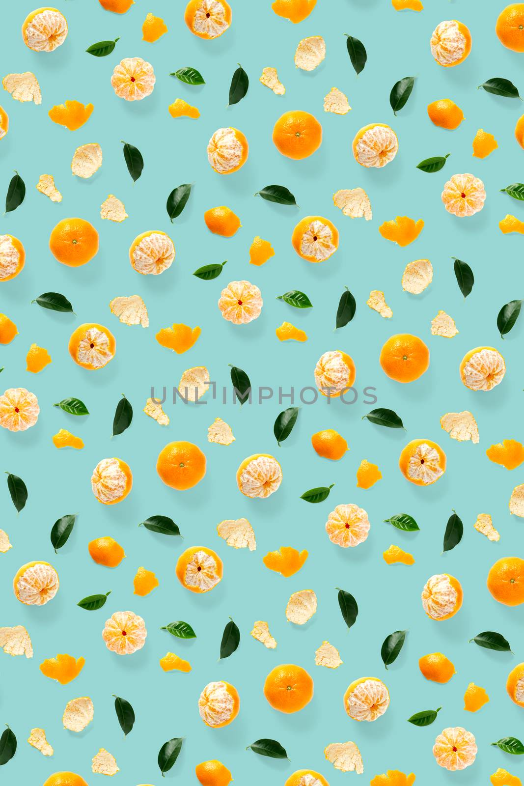 Isolated tangerine citrus collection background with leaves. Tangerines or mandarin orange fruits on blue background. mandarine orange background. by PhotoTime