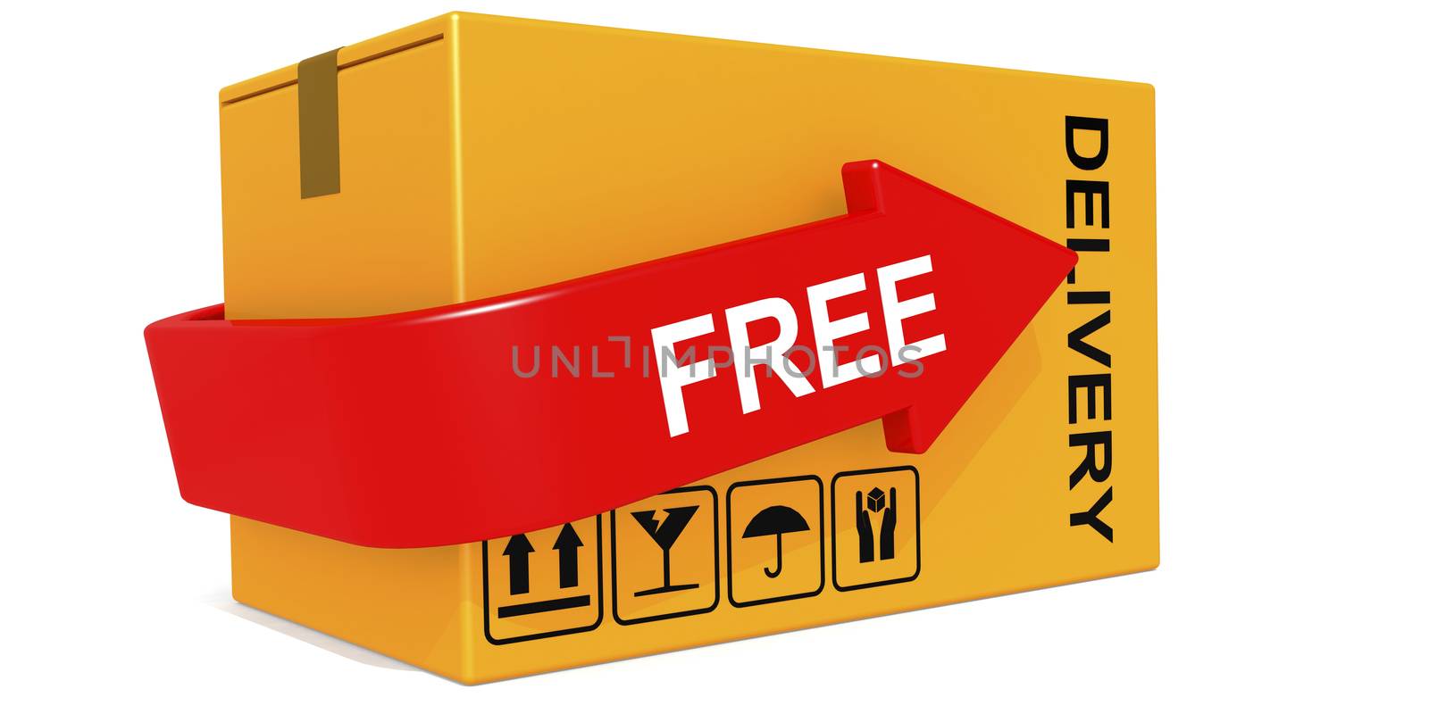 Free shipping text on the cardboard box isolated by tang90246