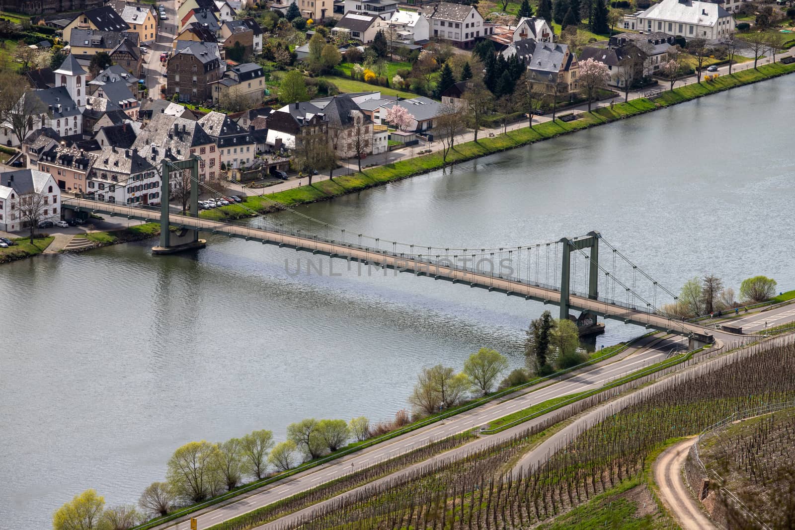 The wine-village Wehlen, a district of Bernkastel-Kues with the only rope bridge at the mosel 