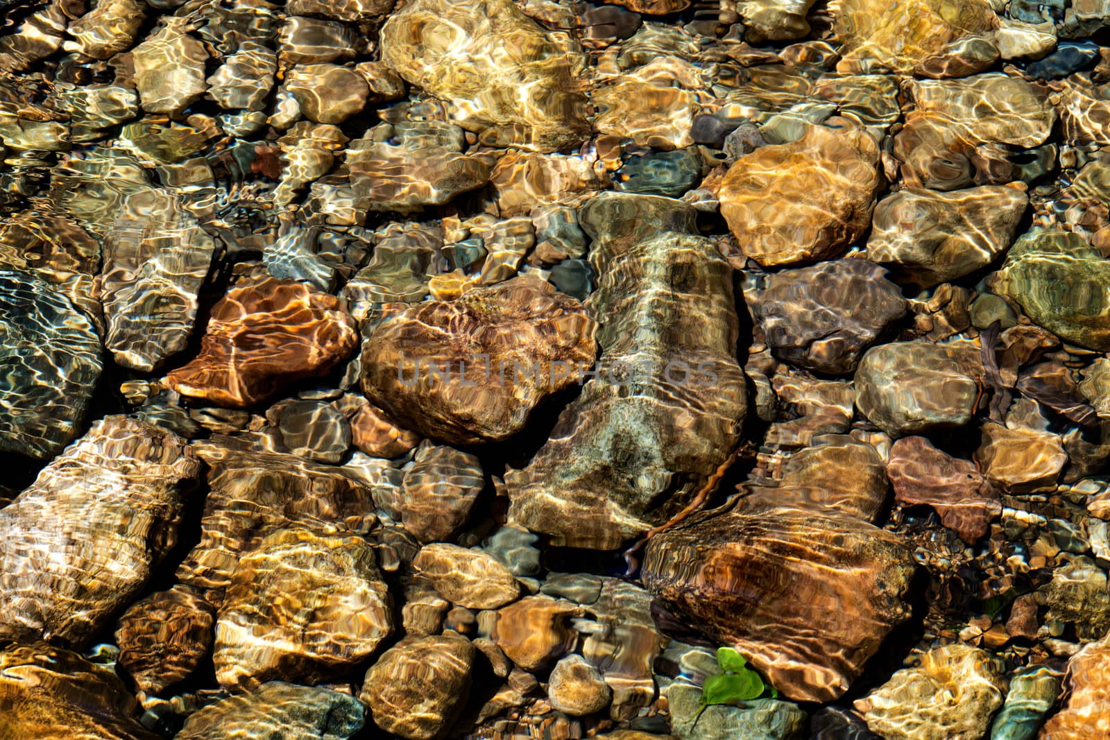 Clear water in the river and stone texture background