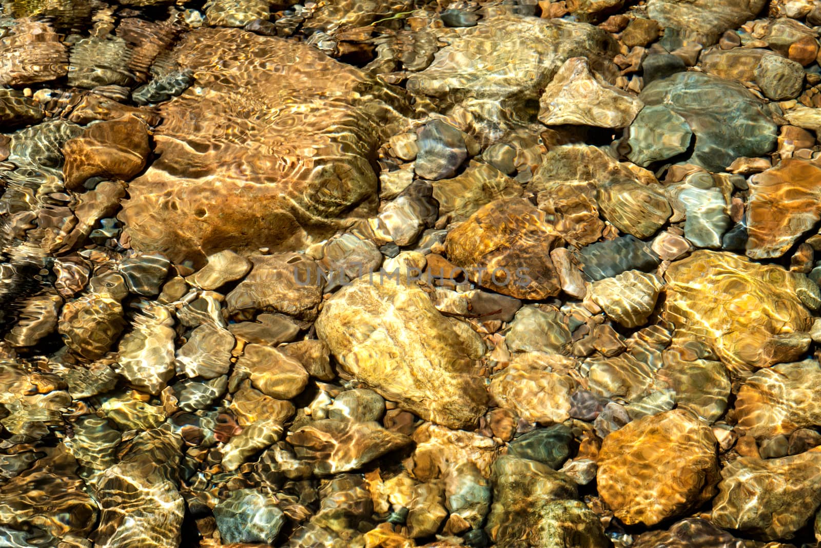 Clear water in the river and stone texture background