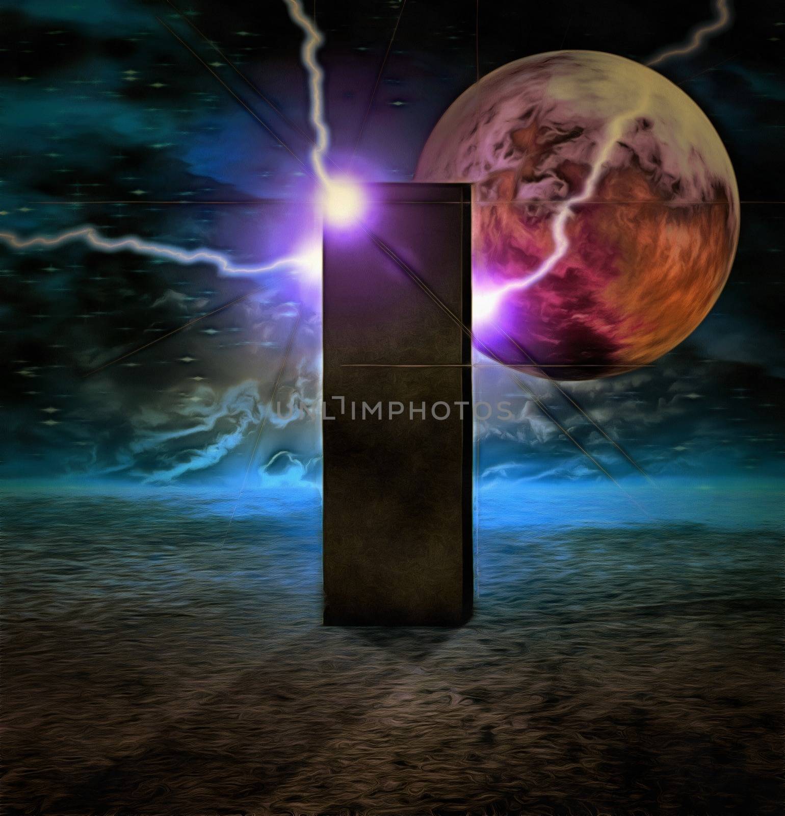 Black monolith on the Moon by applesstock