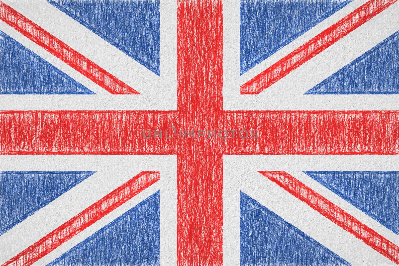 United Kingdom painted flag. Patriotic drawing on paper background. National flag of United Kingdom