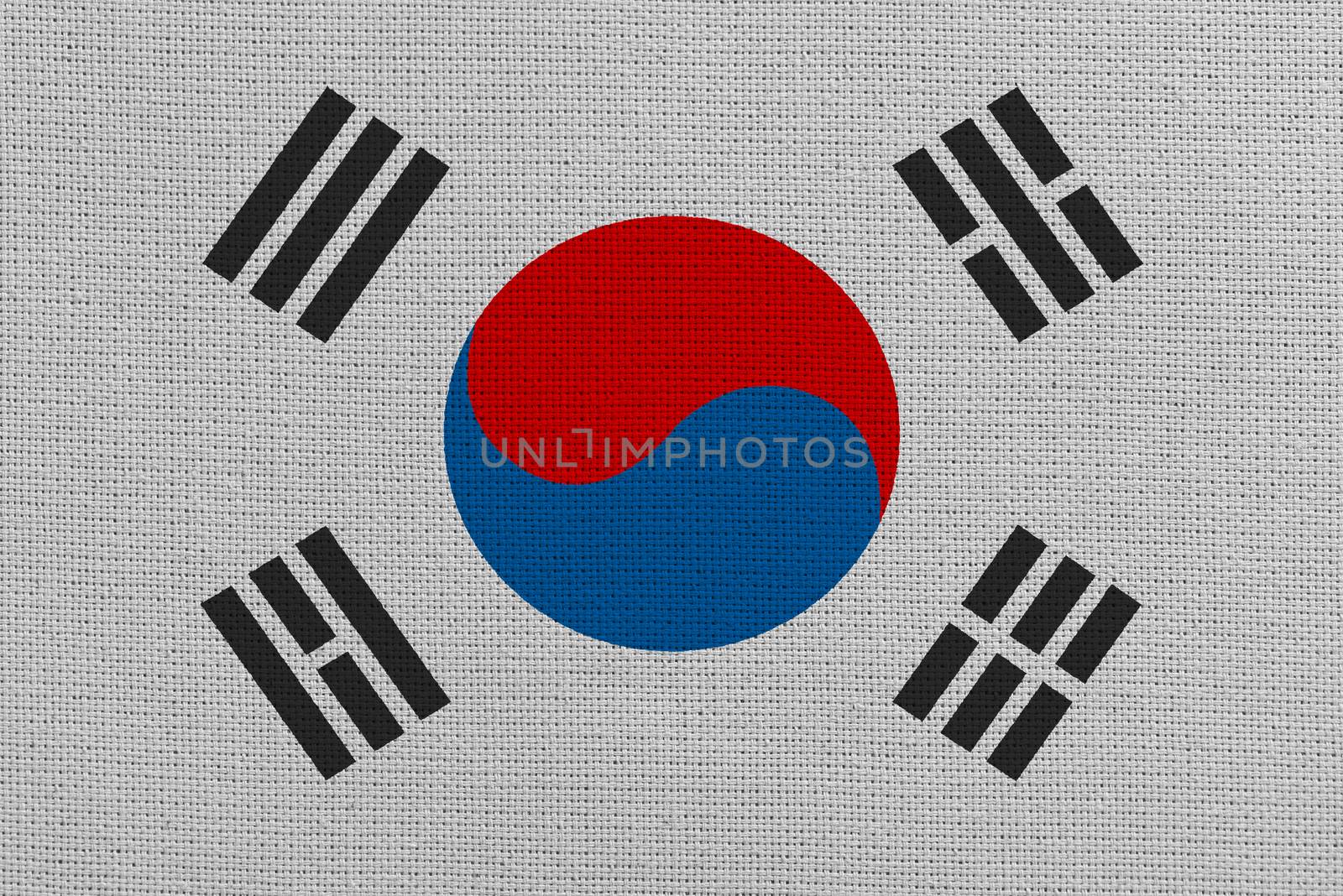 South korea fabric flag. Patriotic background. National flag of South korea