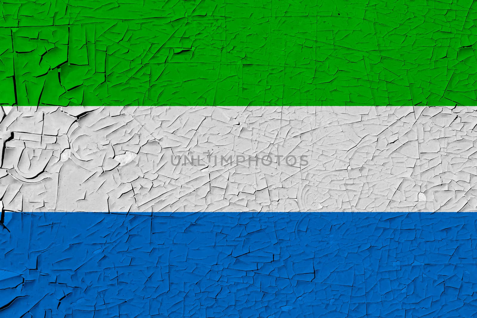 Sierra leone painted flag. Patriotic old grunge background. National flag of Sierra leone