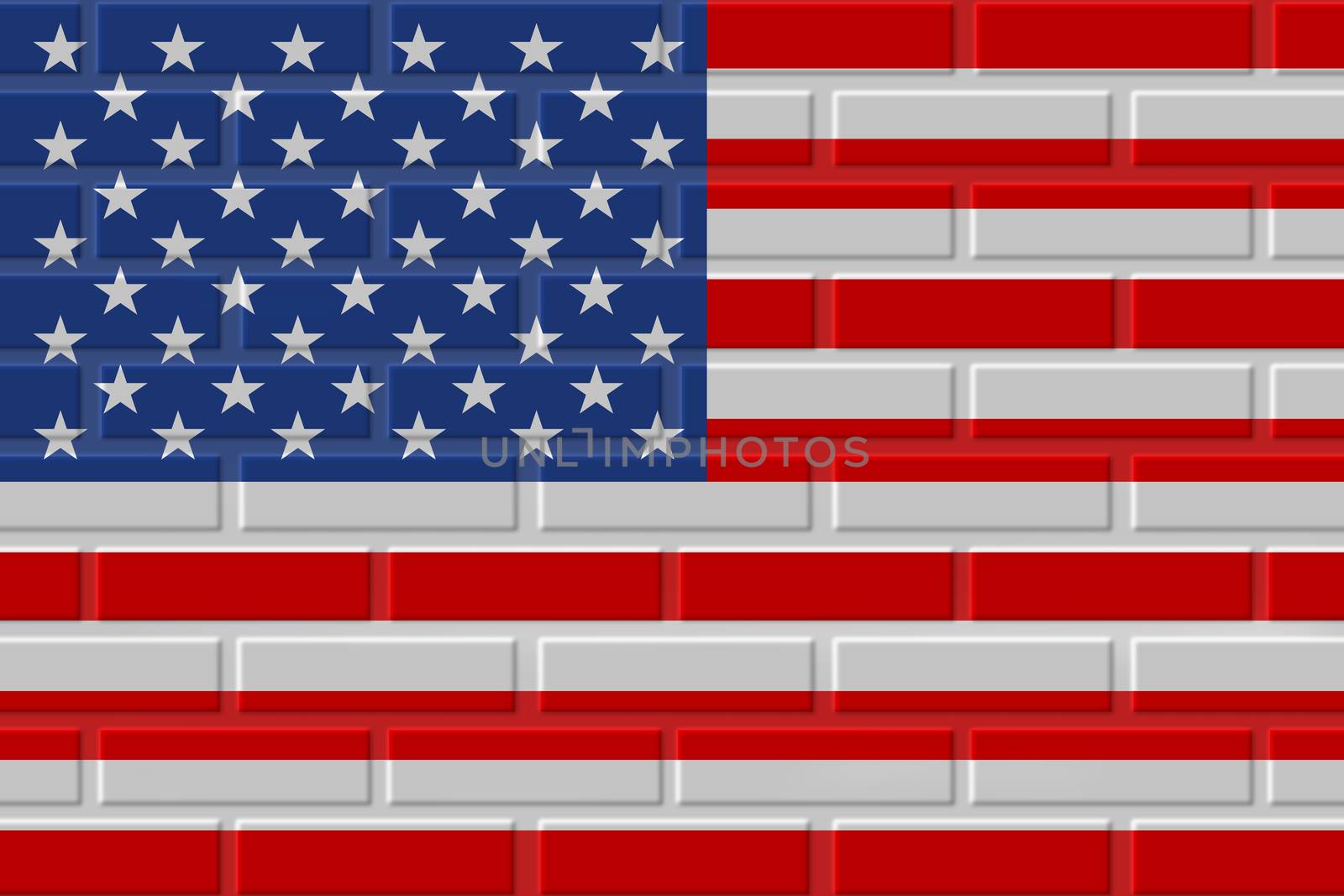 United States of America painted flag. Patriotic brick flag illustration background. National flag of United States of America