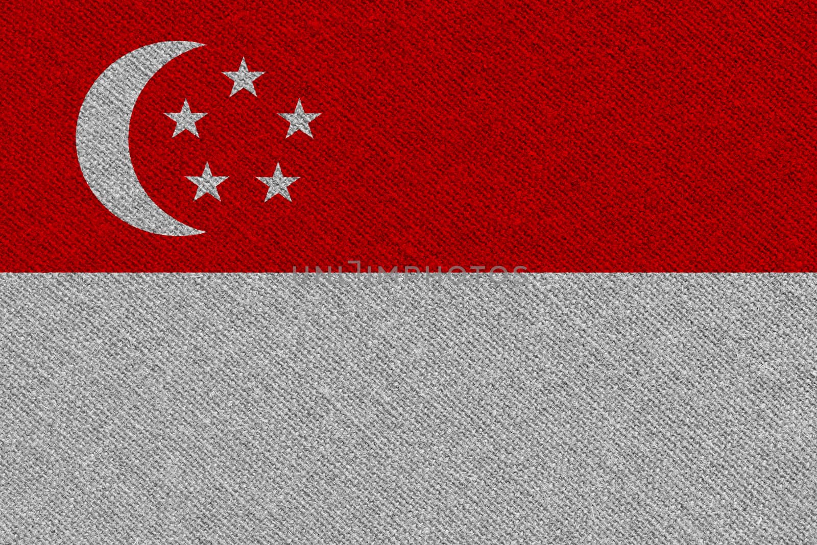 Singapore fabric flag. Patriotic background. National flag of Singapore