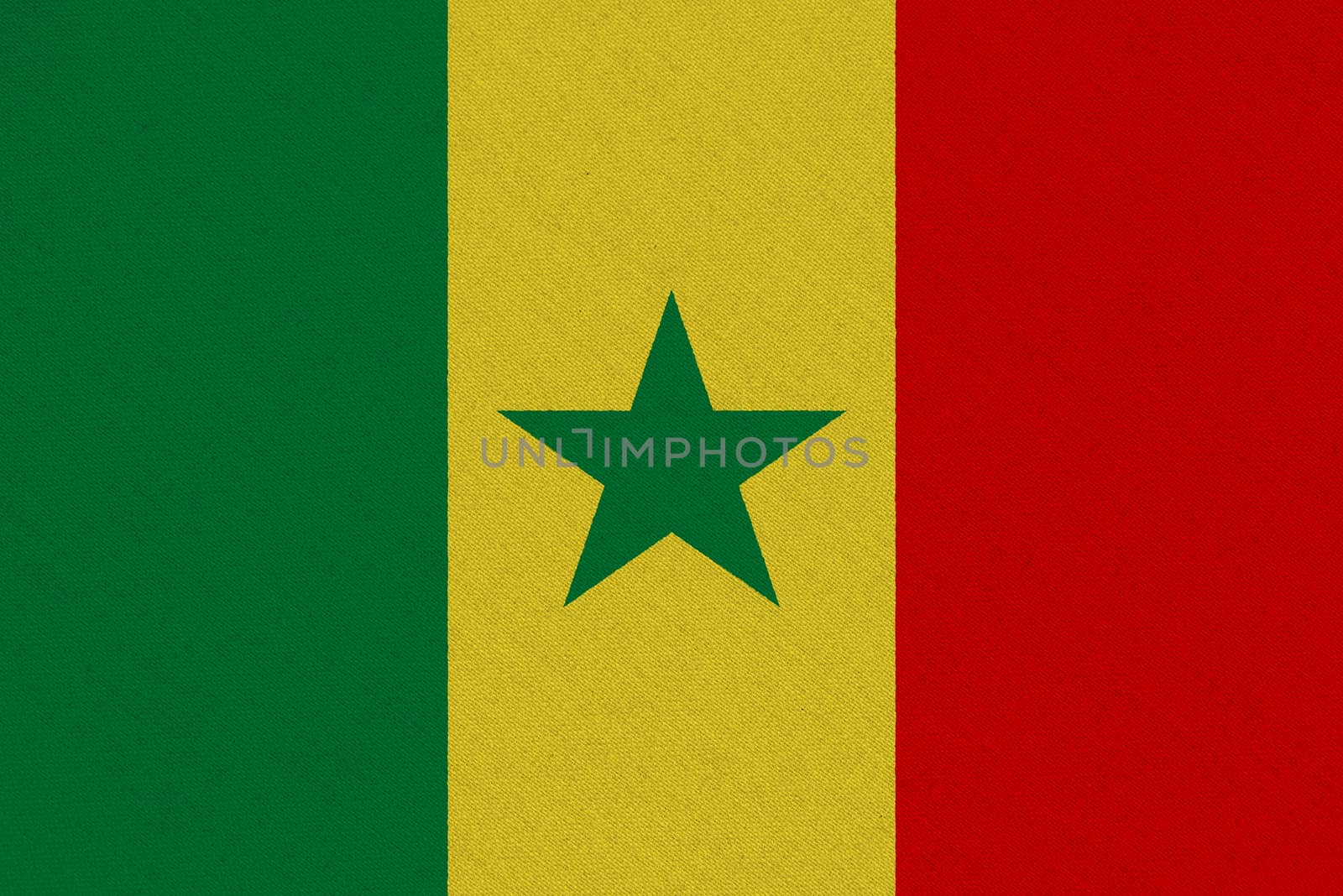 Senegal fabric flag. Patriotic background. National flag of Senegal