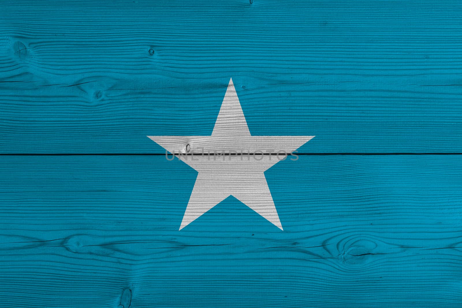 Somalia flag painted on old wood plank. Patriotic background. National flag of Somalia