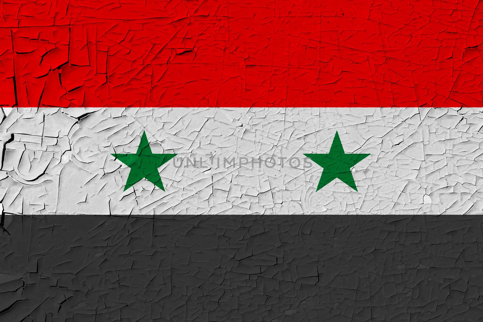 Syria painted flag. Patriotic old grunge background. National flag of Syria