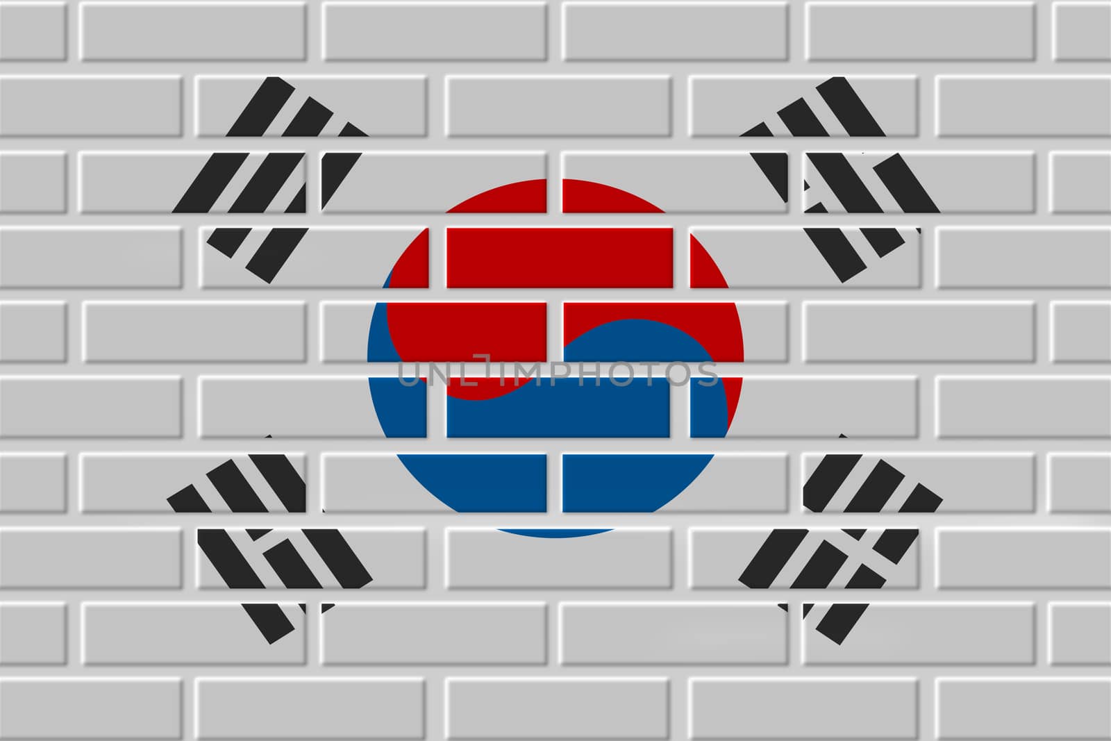 South korea painted flag. Patriotic brick flag illustration background. National flag of South korea