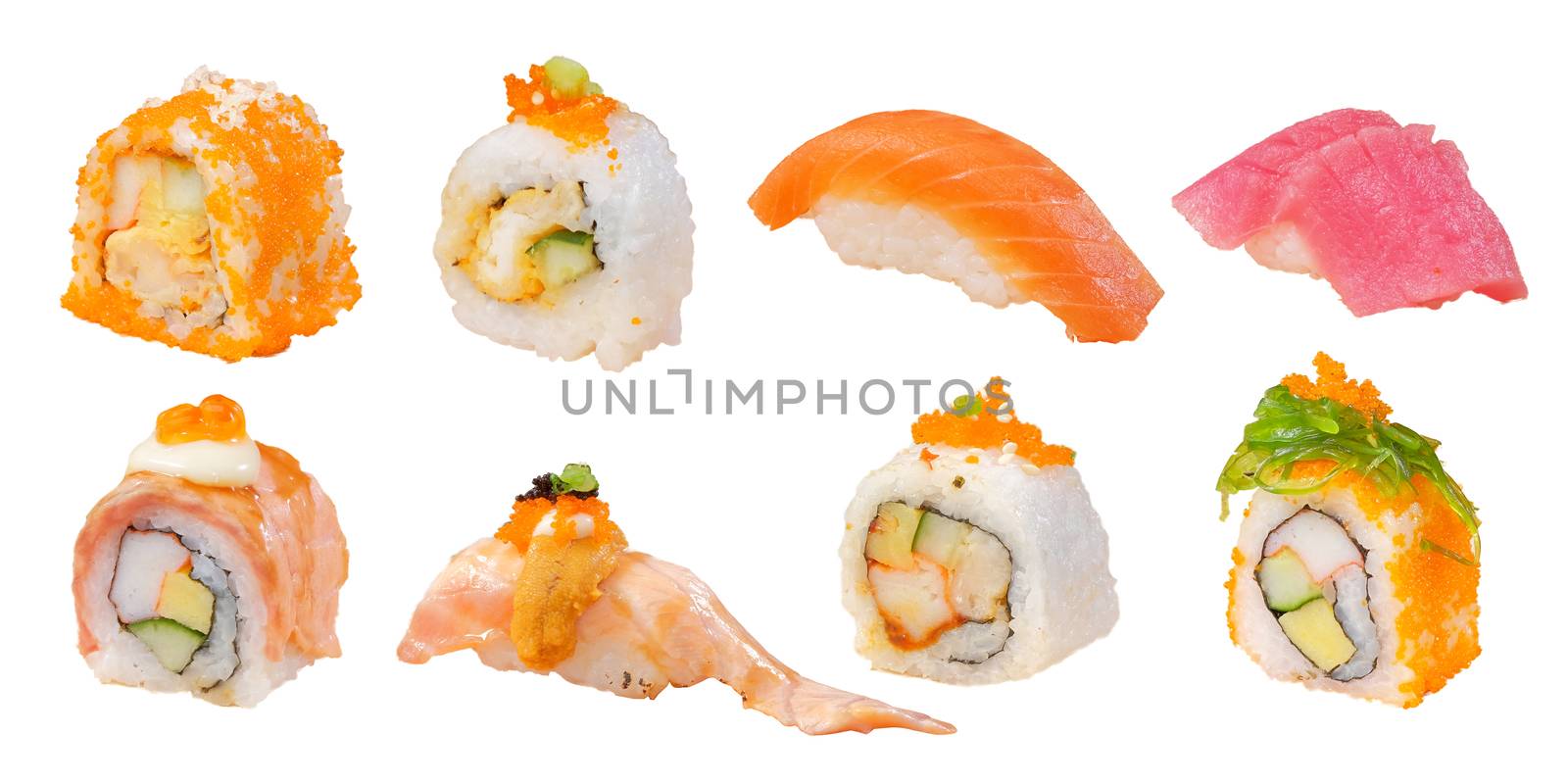 Japanese Cuisine - Sushi Roll in white background