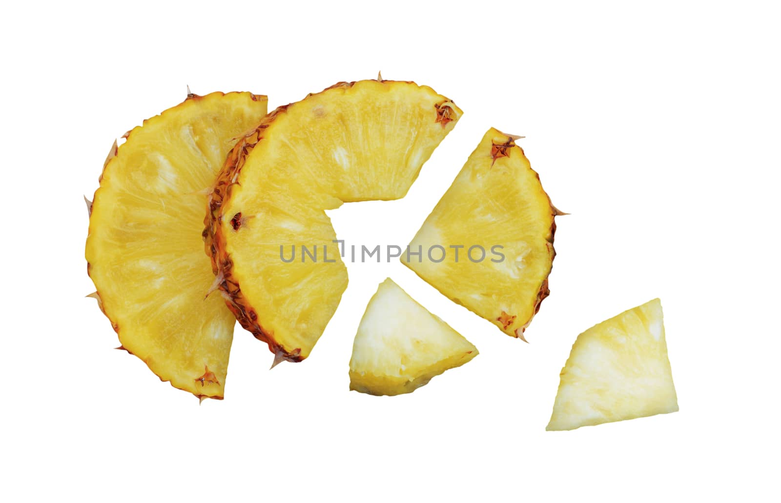 Pineapple slices on white background. by start08