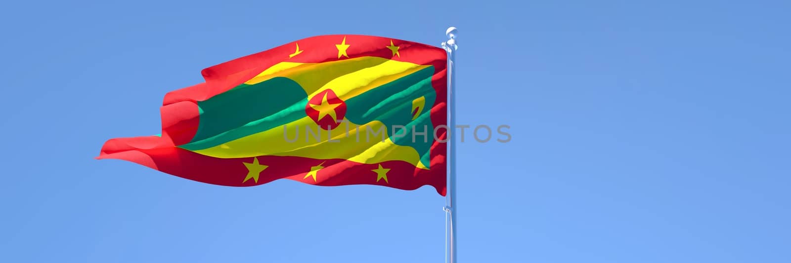 3D rendering of the national flag of Grenada waving in the wind by butenkow