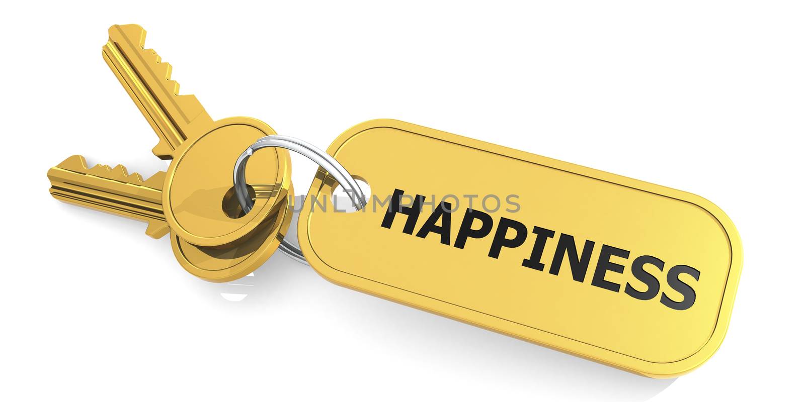 Happiness keys isolated with white background, 3D rendering