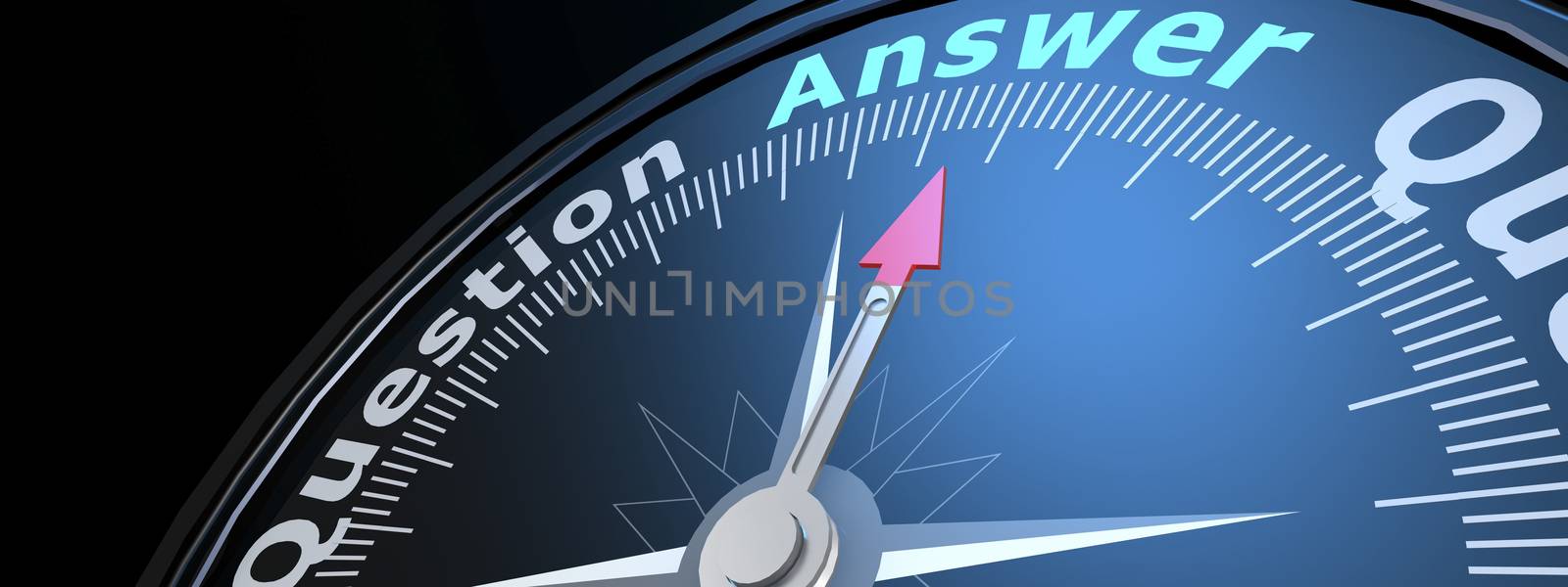 Compass with the needle pointing the word answer by tang90246