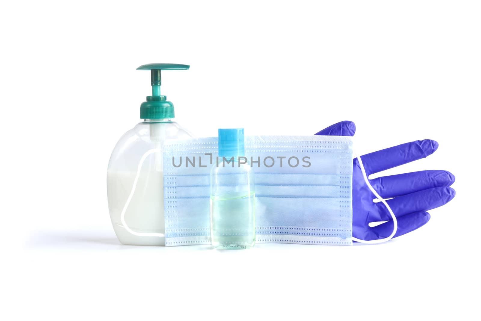 Protective accessories against virus on white background by NelliPolk