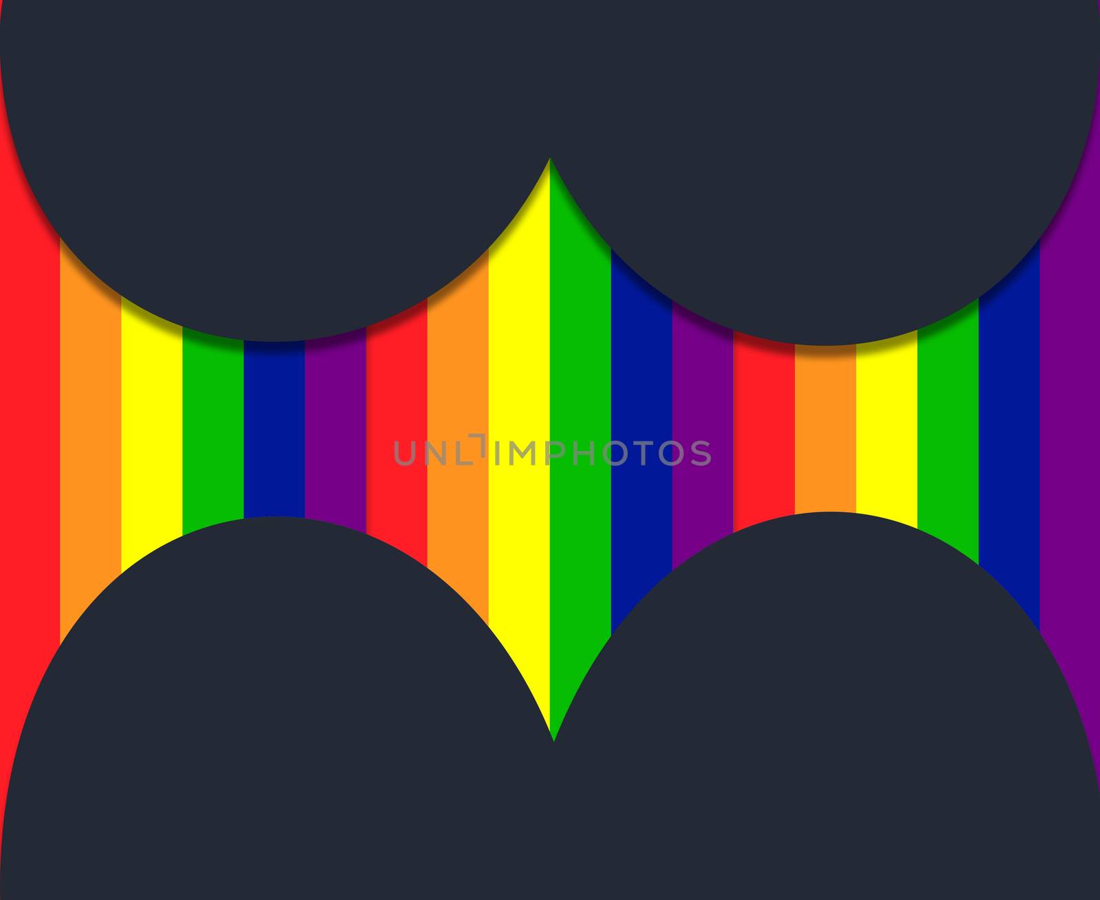 LGBT community flag, on black background. Symbol of lesbian, gay pride, bisexual, transgender social movements. 3D illustration