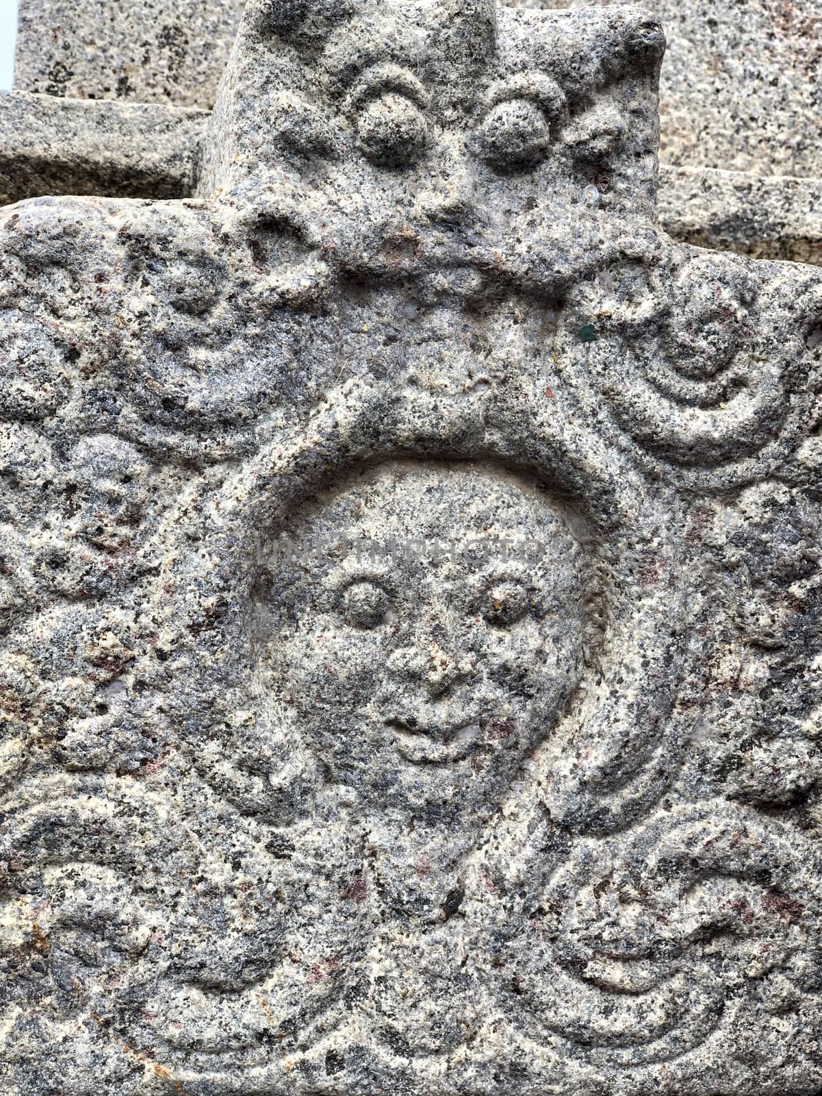 Beautiful stone carving of ancient sculptures in the temples in Tamilnadu