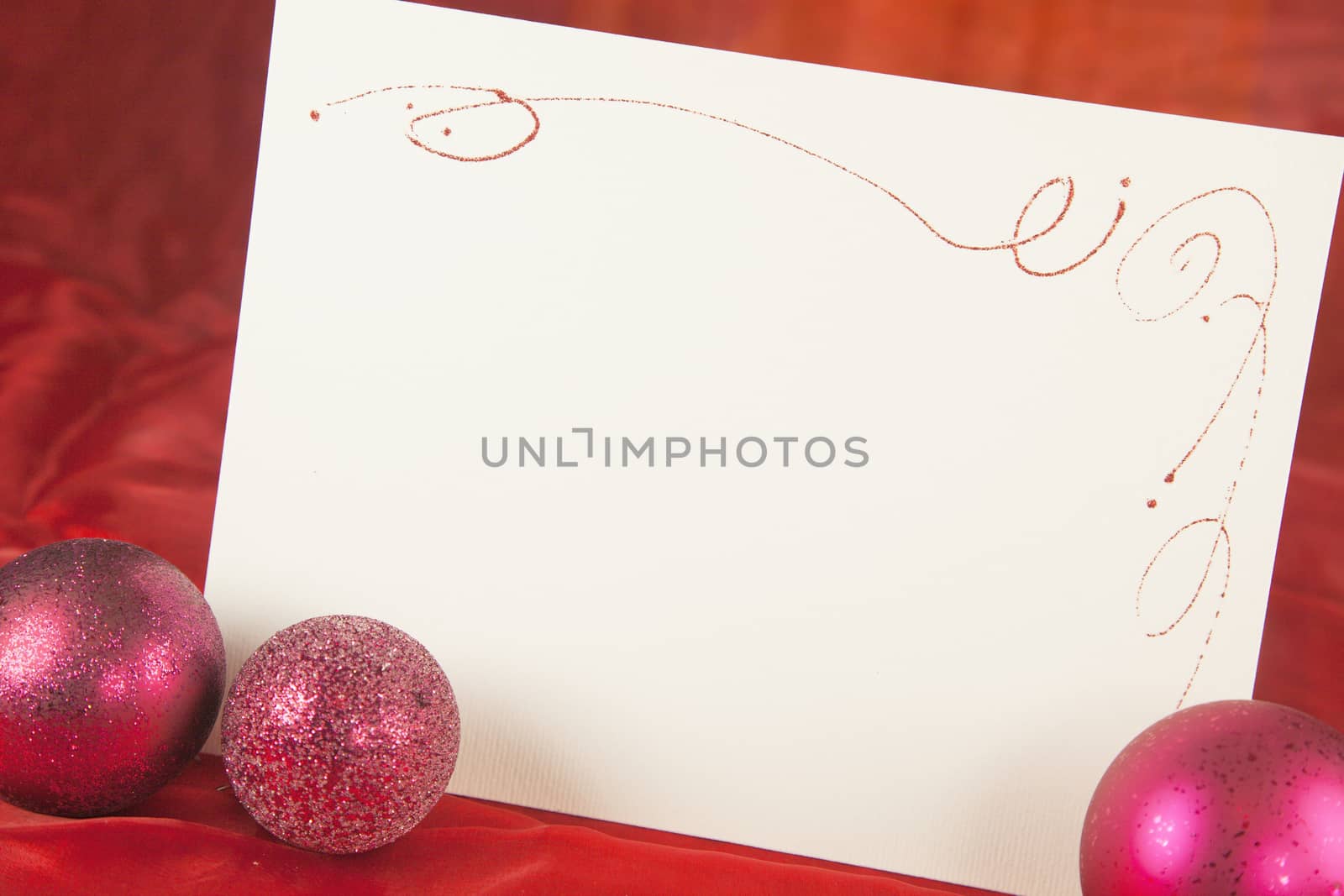 Christmas decoration with blank Christmas card with copy space