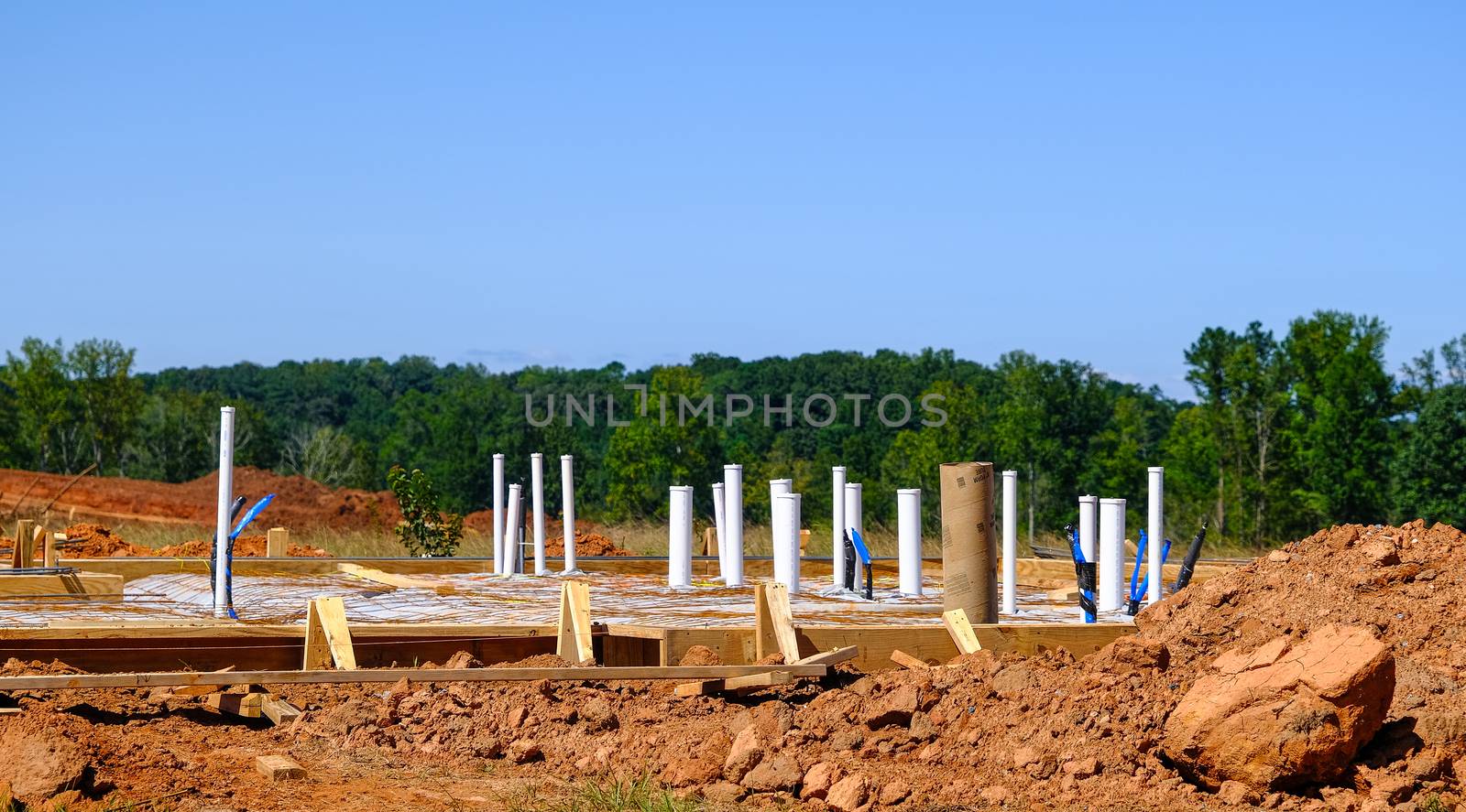 PVC Pipes in New Slab at Construction Site