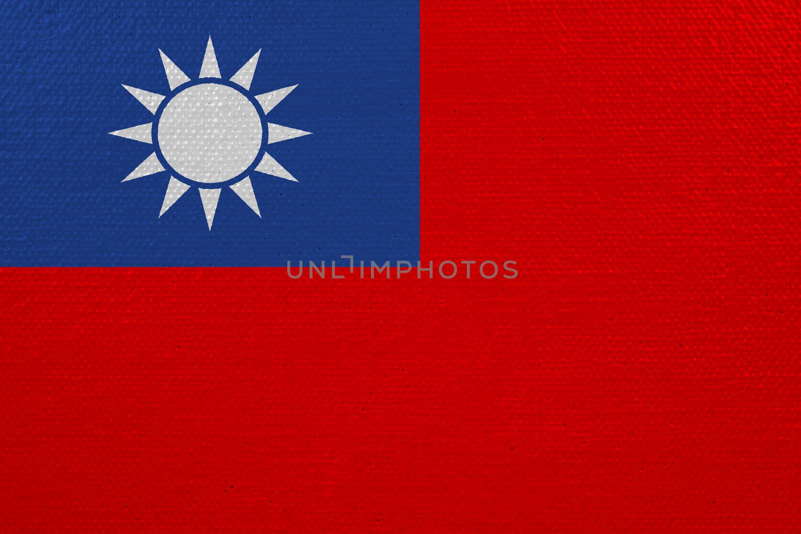 Taiwan flag on canvas. Patriotic background. National flag of Taiwan