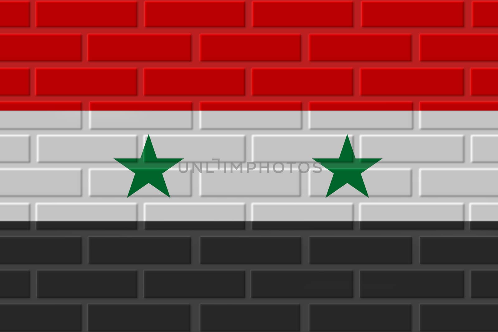 Syria painted flag. Patriotic brick flag illustration background. National flag of Syria